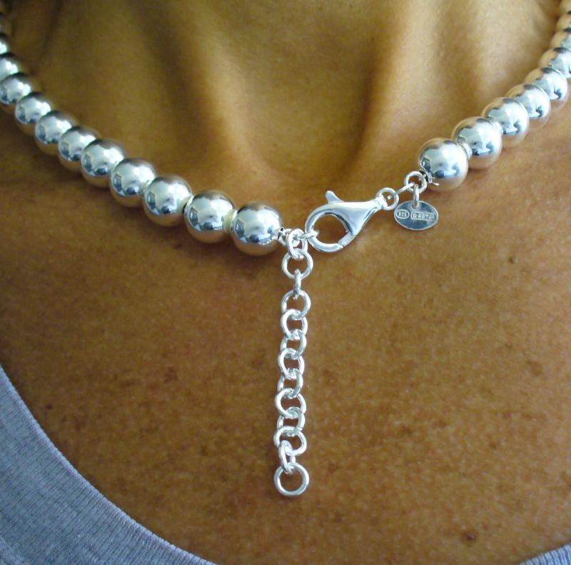Collana Di Perline Con Taglio A Diamante D'argento, Gioielli Con - Foto 3