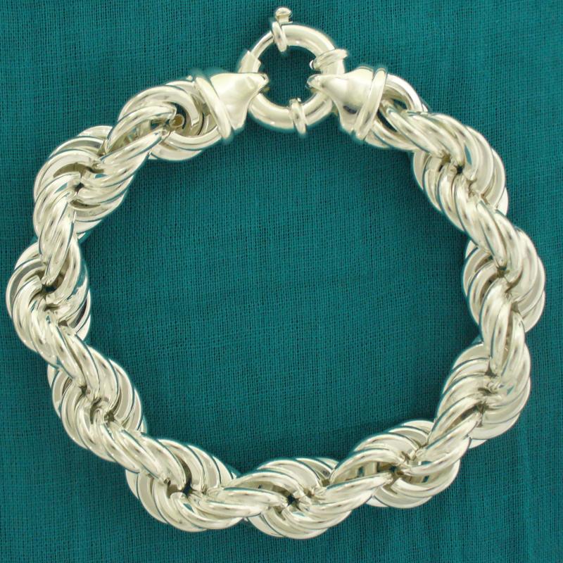 Sterling Silver Rope Bracelet 12mm
