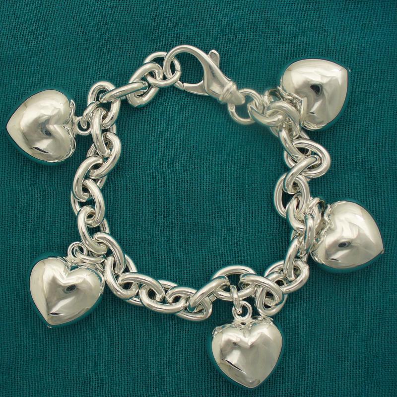 Silver link bracelet with heart charm/54-00752 — Melissa Designer Jewelry