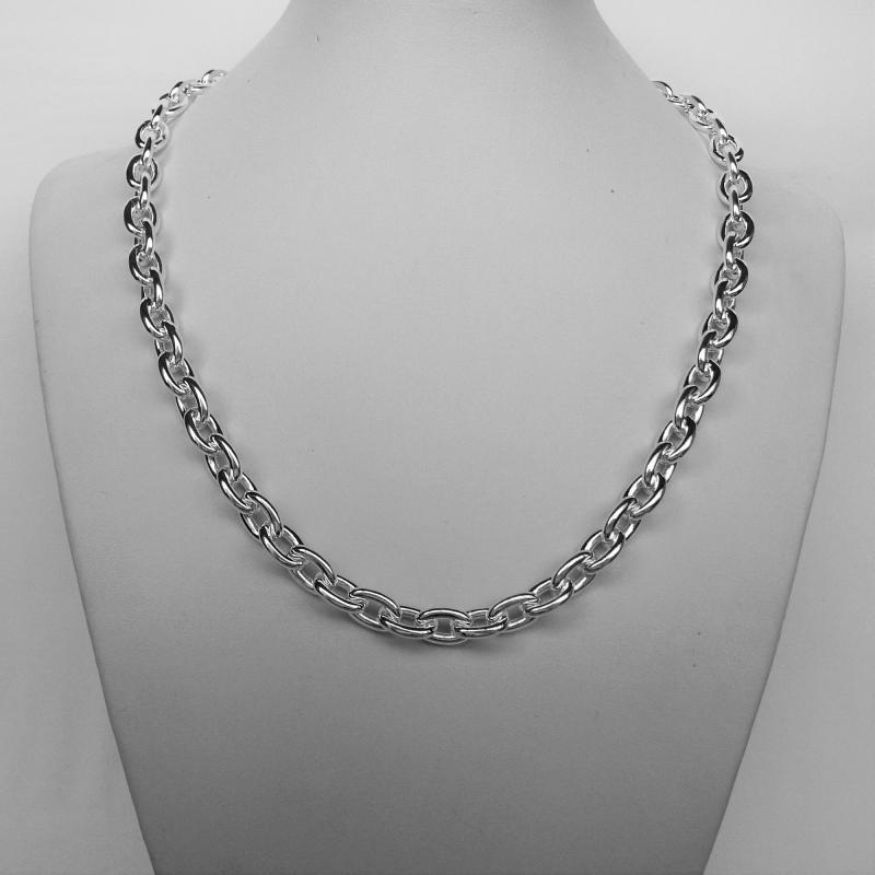 thumbnail image 2 of Alfred & Vincent Solid Italy 925 Sterling Silver Oval Bead Link Chain Necklace 2 of 5