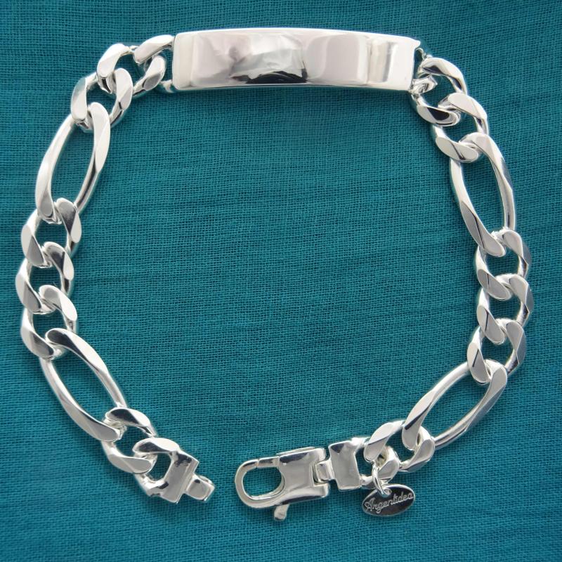 925 silver ID bracelet figaro chain