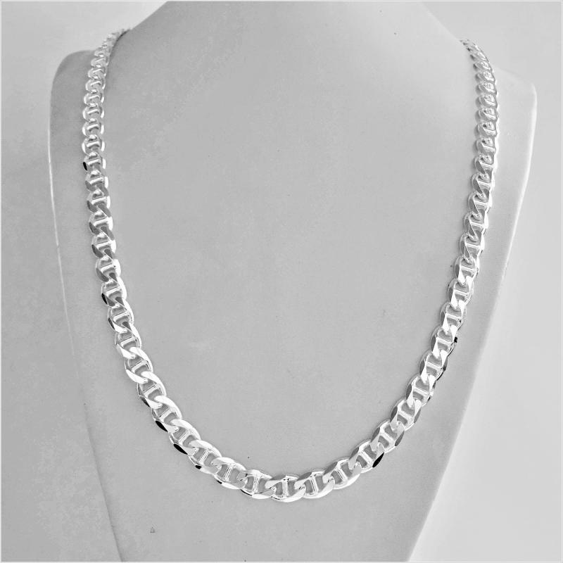 Silver flat store link chain