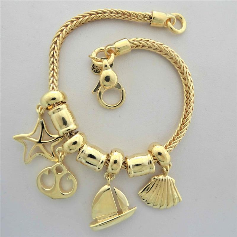 Bracciale In Argento 925 A Grandi Maglie Per Charm EMEMcharm GM07 - Personalizzabile Con Ciondoli Fai Da Te, Chiusura A Cuore, 17 Cm + Maglie Di Estensione