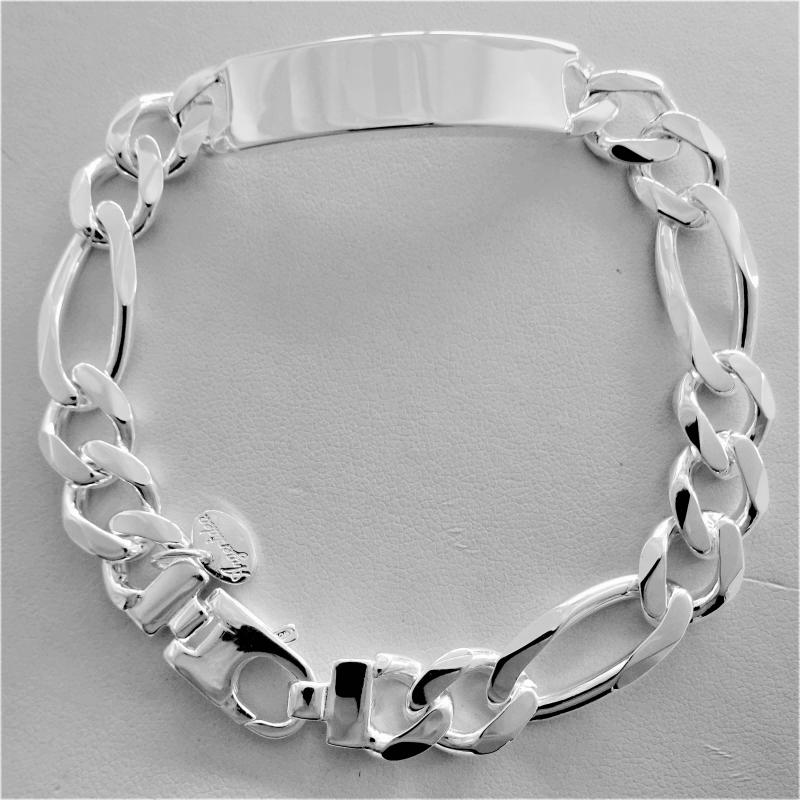 thumbnail image 2 of 925 Sterling Silver Figaro ID Identity Bracelet – Adult & Child Sizes 2 of 4