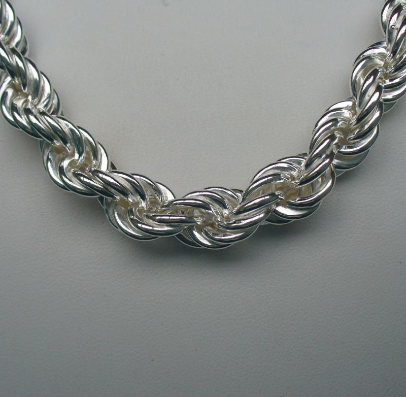 Sterling silver rope necklace 10mm