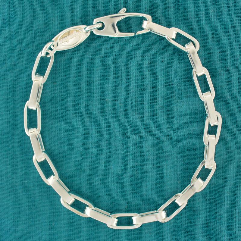 Sterling silver men's rectangular link bracelet