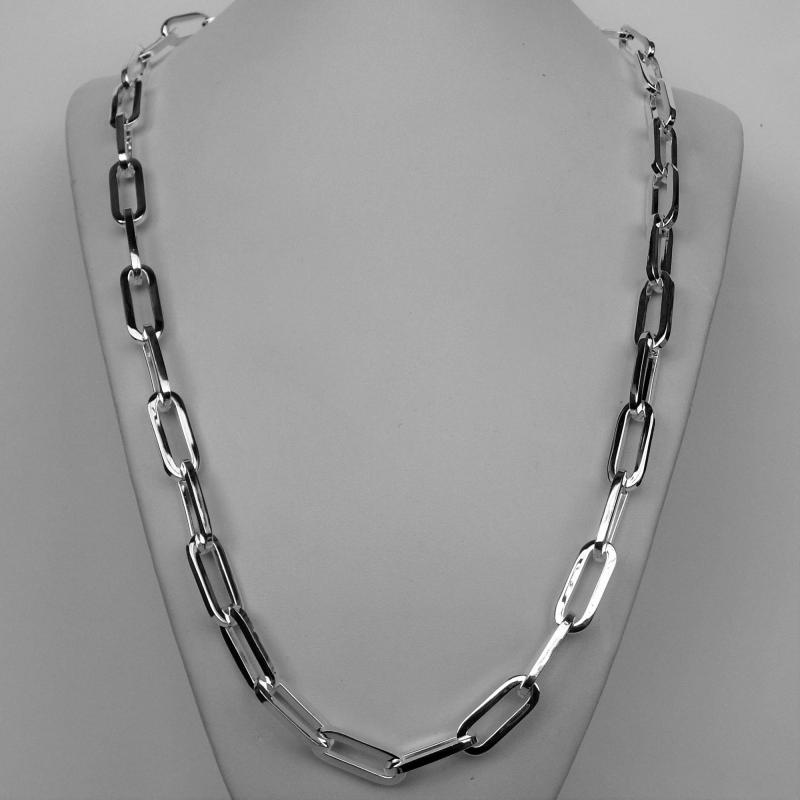 925 silver men's rectangular link necklace