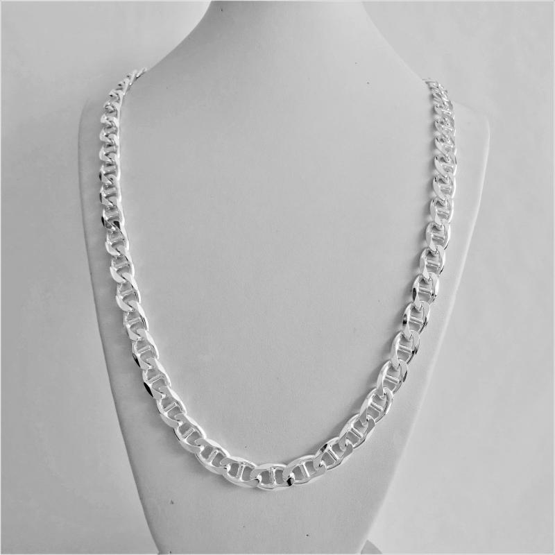 Catena In Argento 925 Sterling NKlaus - Maglia A Barbazzale Massiccia Larghezza 7 Mm - 55cm 50g