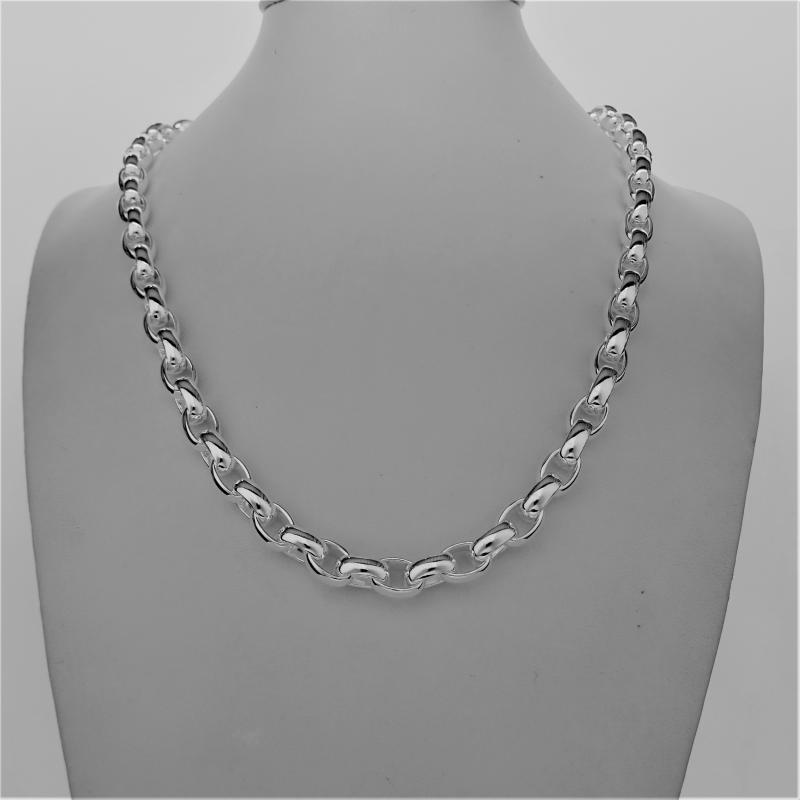 Solid sterling silver oval rolo chain