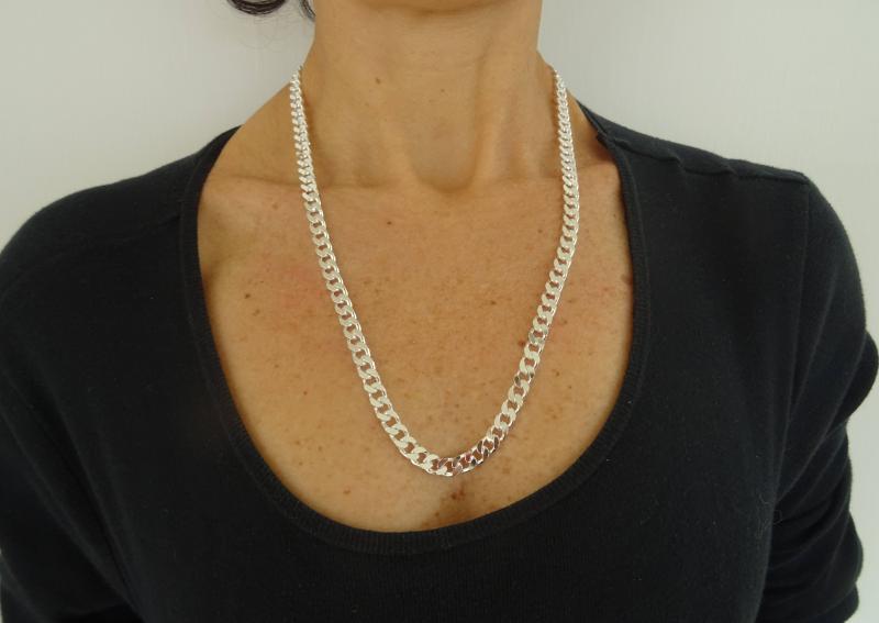 Collana Catena Rolo Belcher In Argento 925 Massiccio Per Uomo E Donna - Larghezze 3/3.5/4mm, 60 Cm, 9.3g