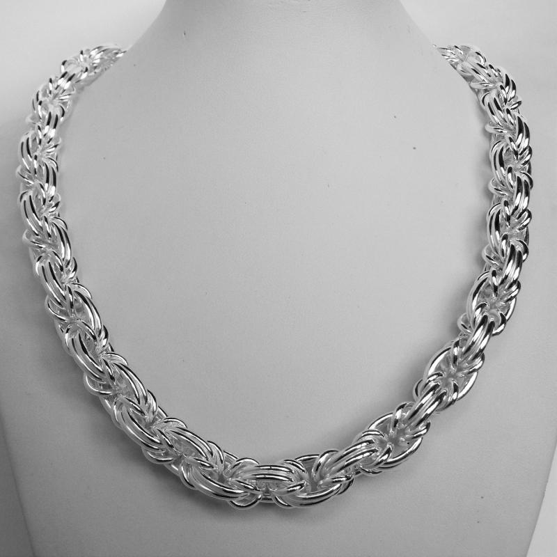 8mm Byzantine Sterling Silver Mens Necklace