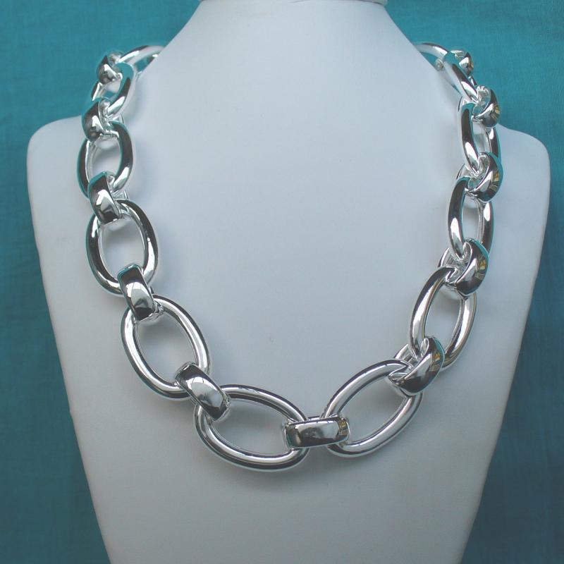 Real Solid 925 Sterling Silver Romy Rolo Oval Link Chain Necklace Made in  Italy – Tacos Y Mas