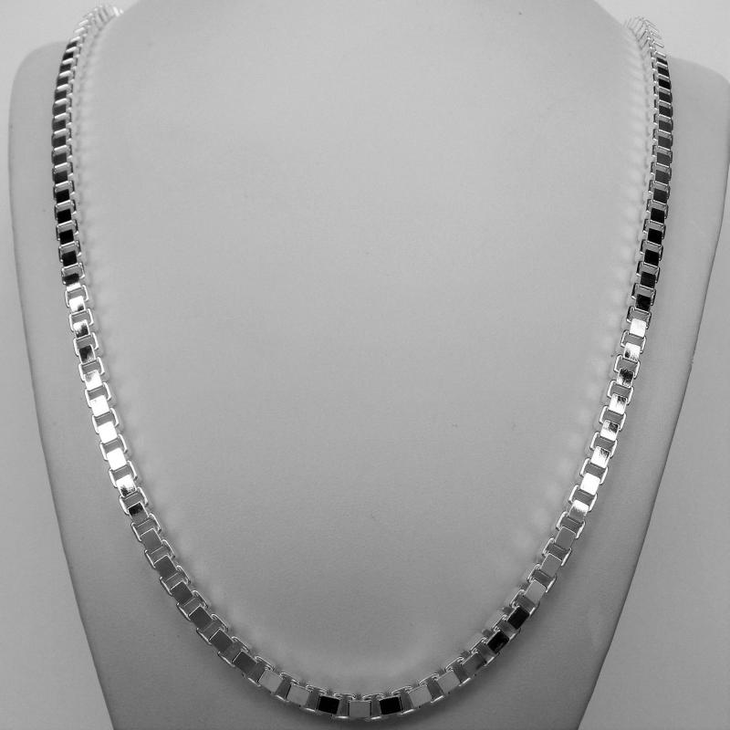 ITALY Sterling Silver ROUND BOX Chain Necklace/Bracelet LONG BOX Chain Necklace 