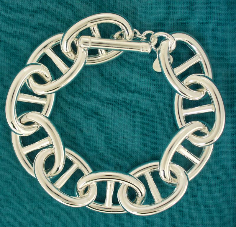 NKlaus Bracciale Uomo Donna In Argento 925 – Catena Ad Ancora Ovale Pressata, Lunghezza 19 Cm, Modello 12615