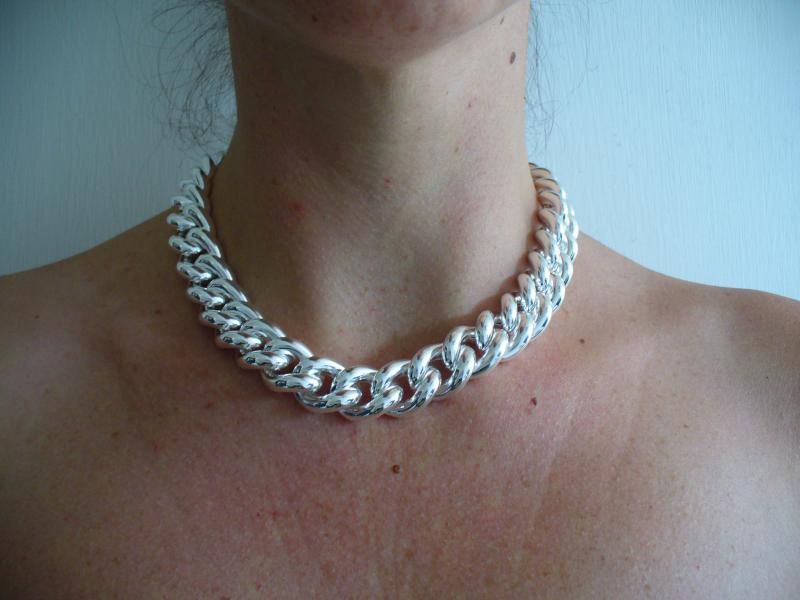 Collana Sottile In Argento Sterling 925 - Catenina A Maglia Grumetta Ritorta, Larghezza 1mm, Lunghezza 50,8cm