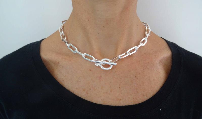 Catenina Argento 925 Con Maglie A Barbazzale - Lunghezza Regolabile 35,5-55,9 Cm - HAR-0654