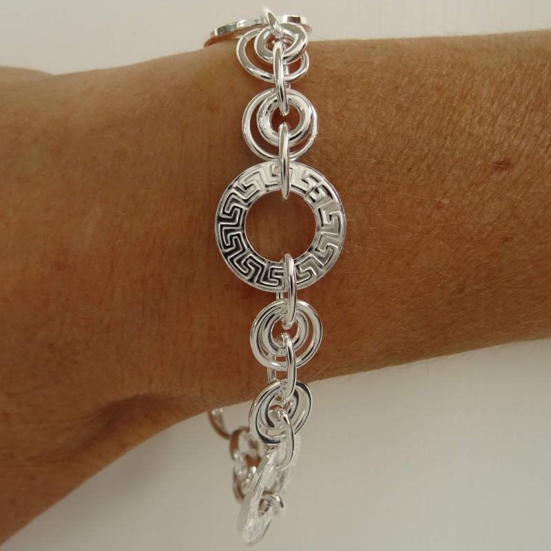 Bracciale Uomo Donna In Argento Sterling 925 Con Motivo Chiave Greca: Retrò Vintage 5mm, Lunghezza 18-20cm