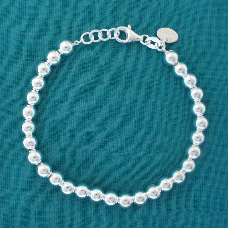 For Women/Girls Silver Color Beads Bracelet 6 mm