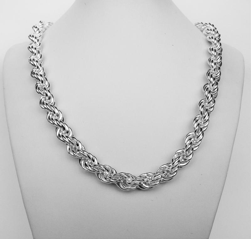 Sterling silver rope necklace 10mm