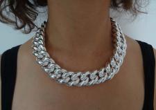 Sterling silver large hollow curb necklace 