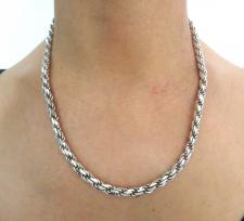 Solid 925 silver rope chain necklace 5mm