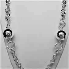 Long silver necklace with beads