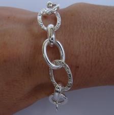 925 silver textured link bracelet 15mm. 