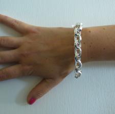 Sterling silver oval belcher bracelet 11mm. Silver oval link bracelet