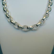 Oval rolo necklace in sterling silver