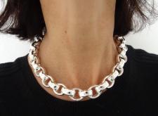 Sterling silver hollow oval chain necklace 14mm