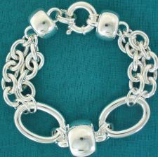 Sterling silver bracelet. Women's ''Barilotto'' link chain 14-18mm.