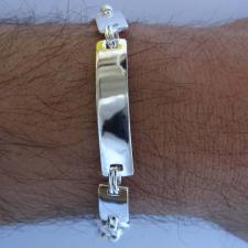 Sterling silver men's bracelet. Hollow oval link chain. ID bracelet.