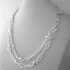 Collana catena paperclip lunghezza 90 cm in argento 925