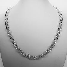 Silver handmade oval link necklace