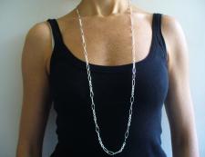 Long sterling silver necklace cm 100 round & oval link chain
