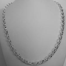 Sterling silver men's chain necklace. Solid oval link, 50cm.