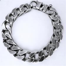 Oxidized sterling silver diamond cut curb bracelet 