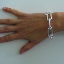 Sterling silver rectangular link bracelet 