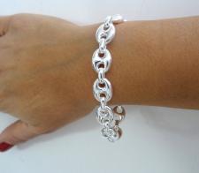 Solid sterling silver mariner link bracelet 12mm