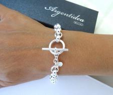 Braccialetto catena rolo' tondo in argento 925 chiusura toggle