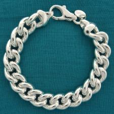 Sterling silver hollow curb bracelet 12mm.