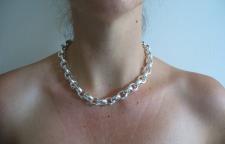 Sterling silver oval belcher necklace