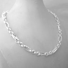 Catena in argento 925 maglie ovali godronate e tonde
