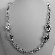 Sterling silver panther necklace. Round rolo link chain 9mm.