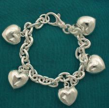 925 silver heart charms bracelet made in Italy.