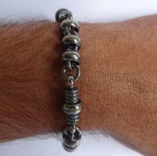 Oxidized sterling silver men's bracelet 9mm.