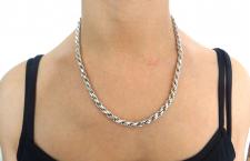 Solid 925 silver rope chain necklace 5mm