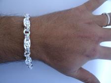 Silver men's bracelet with screws