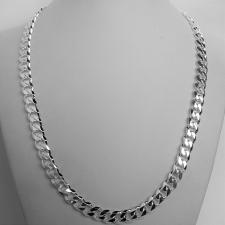 Sterling silver solid diamond cut curb necklace 8mm x 2,5mm. LENGTH 50 CM.