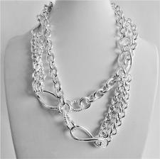 Long sterling silver necklace cm 90, made in Italy. Hollow link chain 94 grams.